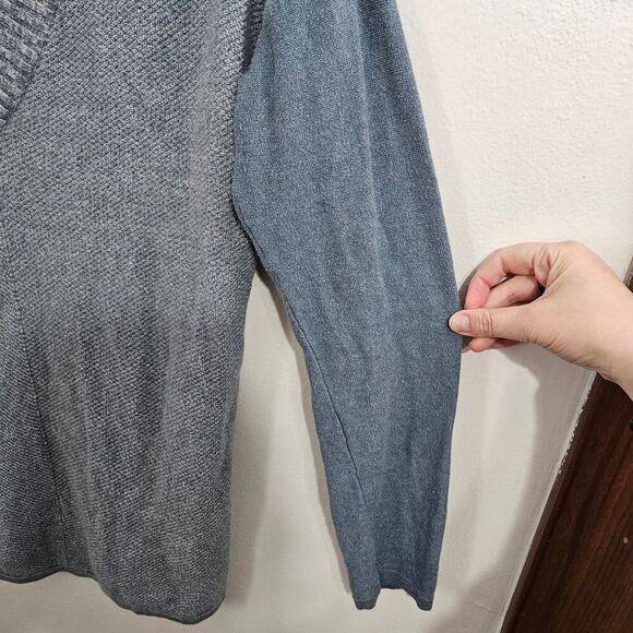 prAna Organic 100% Cotton Cedros Blue V-Neck Sweater Tunic. Size M - Picture 3 of 5